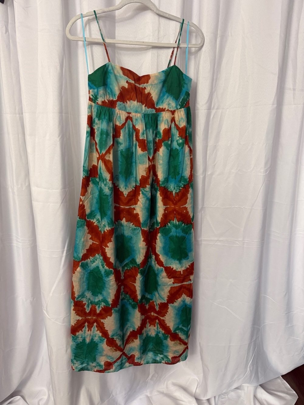 Rails Teal and Rust Tie-Dye Maxi Dress